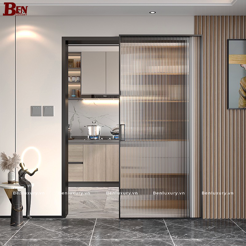 Cửa lùa slim không ray - Cửa lùa tàng hình - Cửa lùa bóng ma nhôm Slim