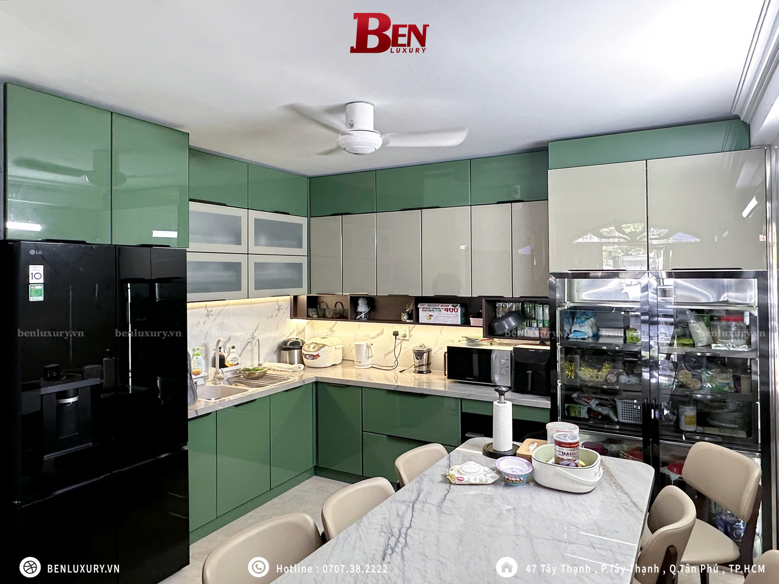 hoan thien tu bep inox tone xanh la doc dao tai binh tan hcm 13