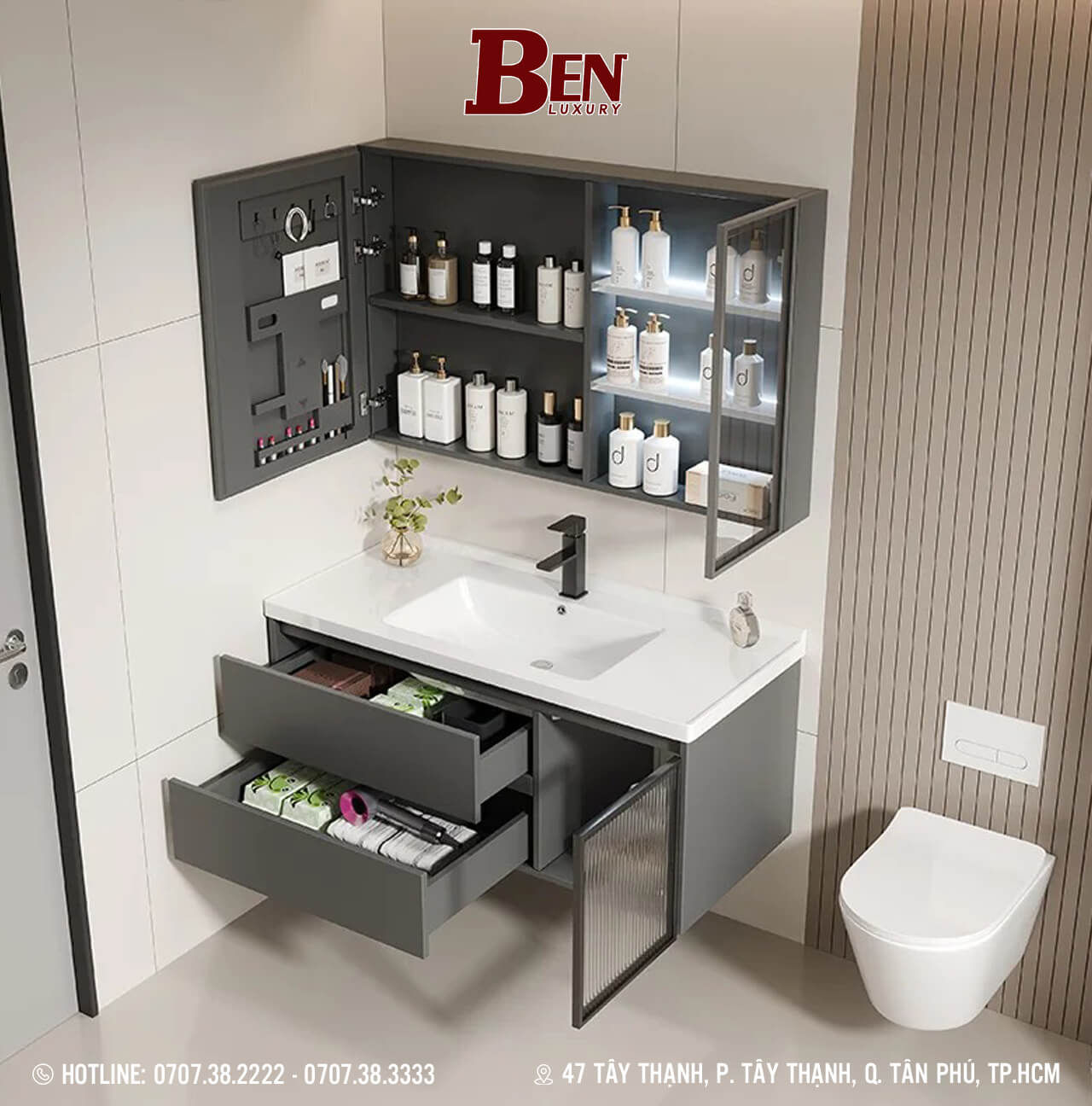 Hoàn Thiện Dự Án Tủ Phòng Tắm Nhôm Tổ Ong Tại Benluxury