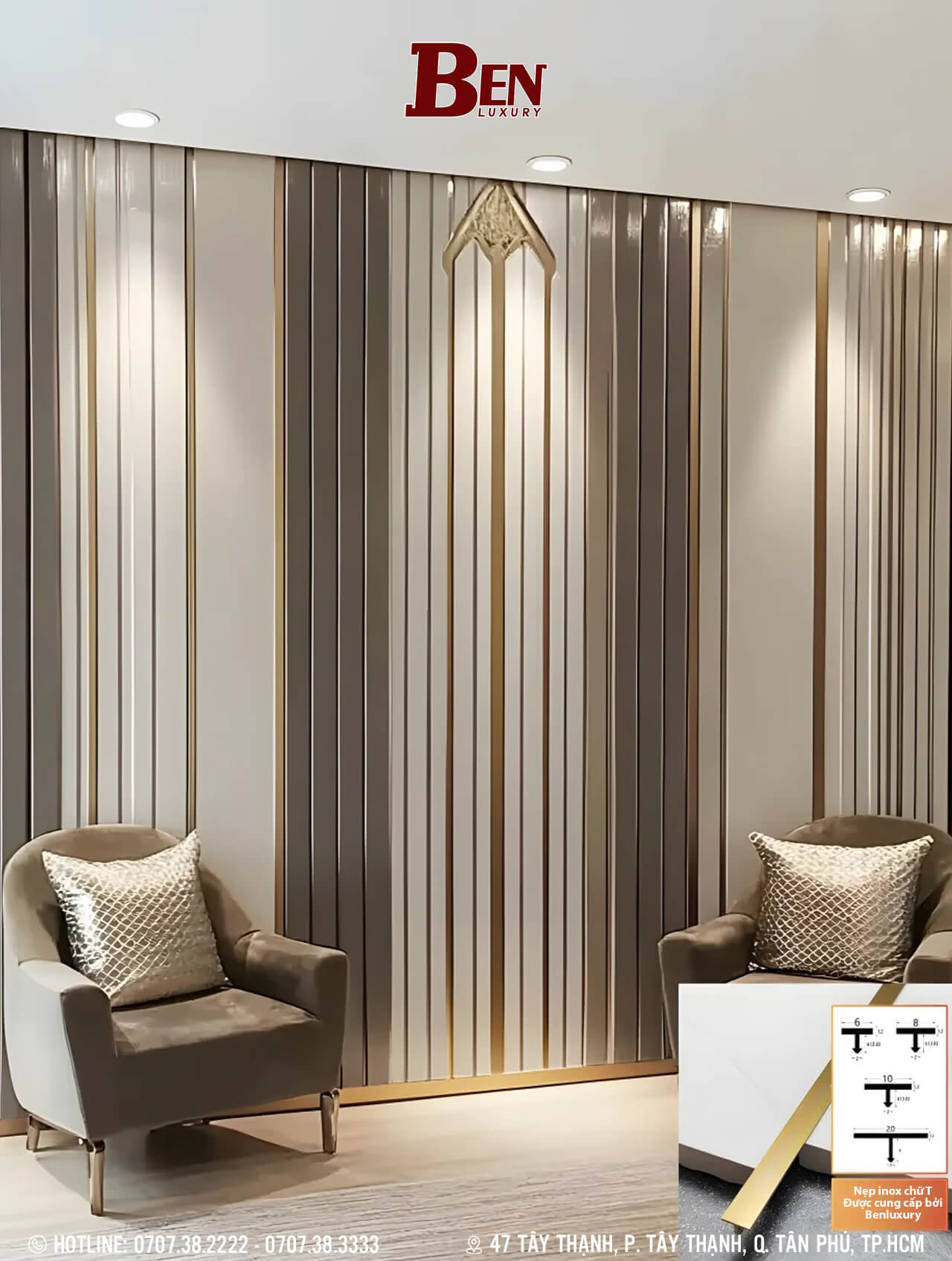 Ứng Dụng Nẹp Inox Chữ T Trang Trí Tại Công Trình – Benluxury