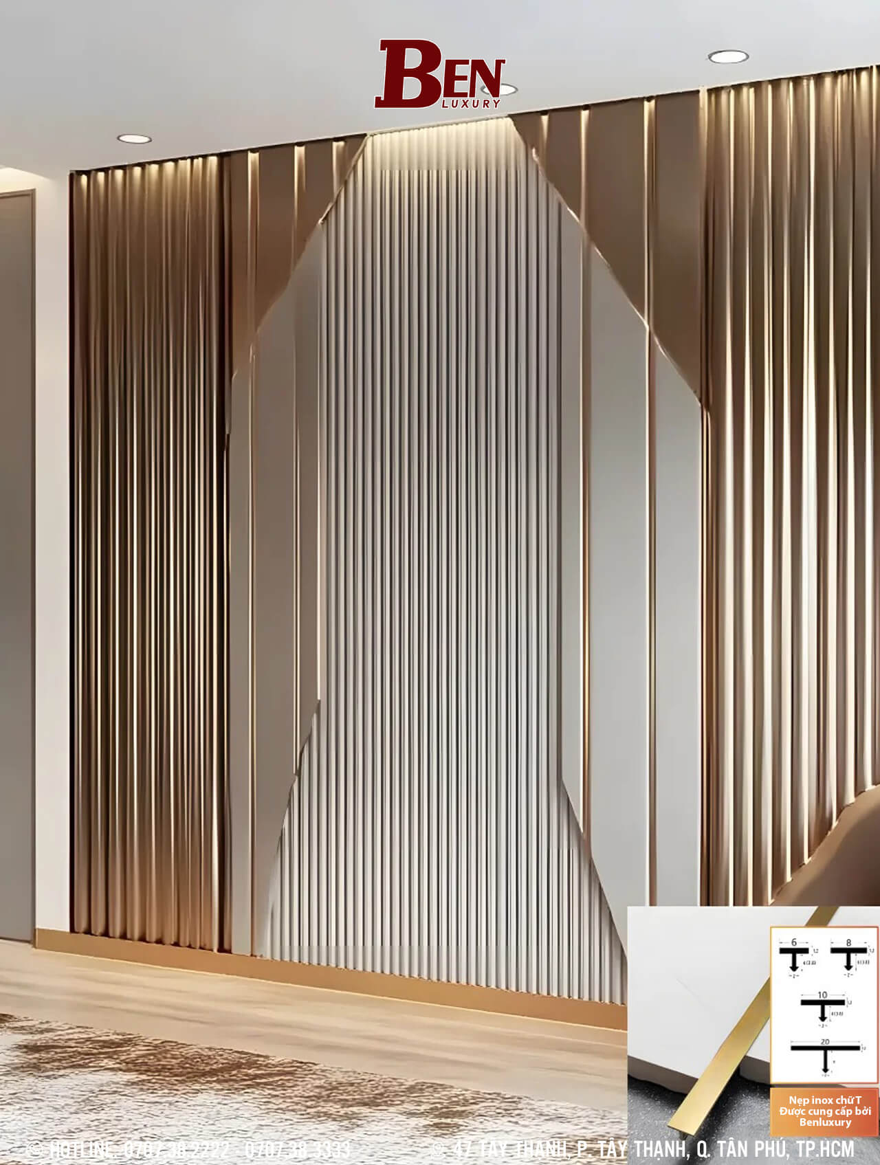 ng dung nep inox chu t trang tri tai cong trinh  benluxury 3