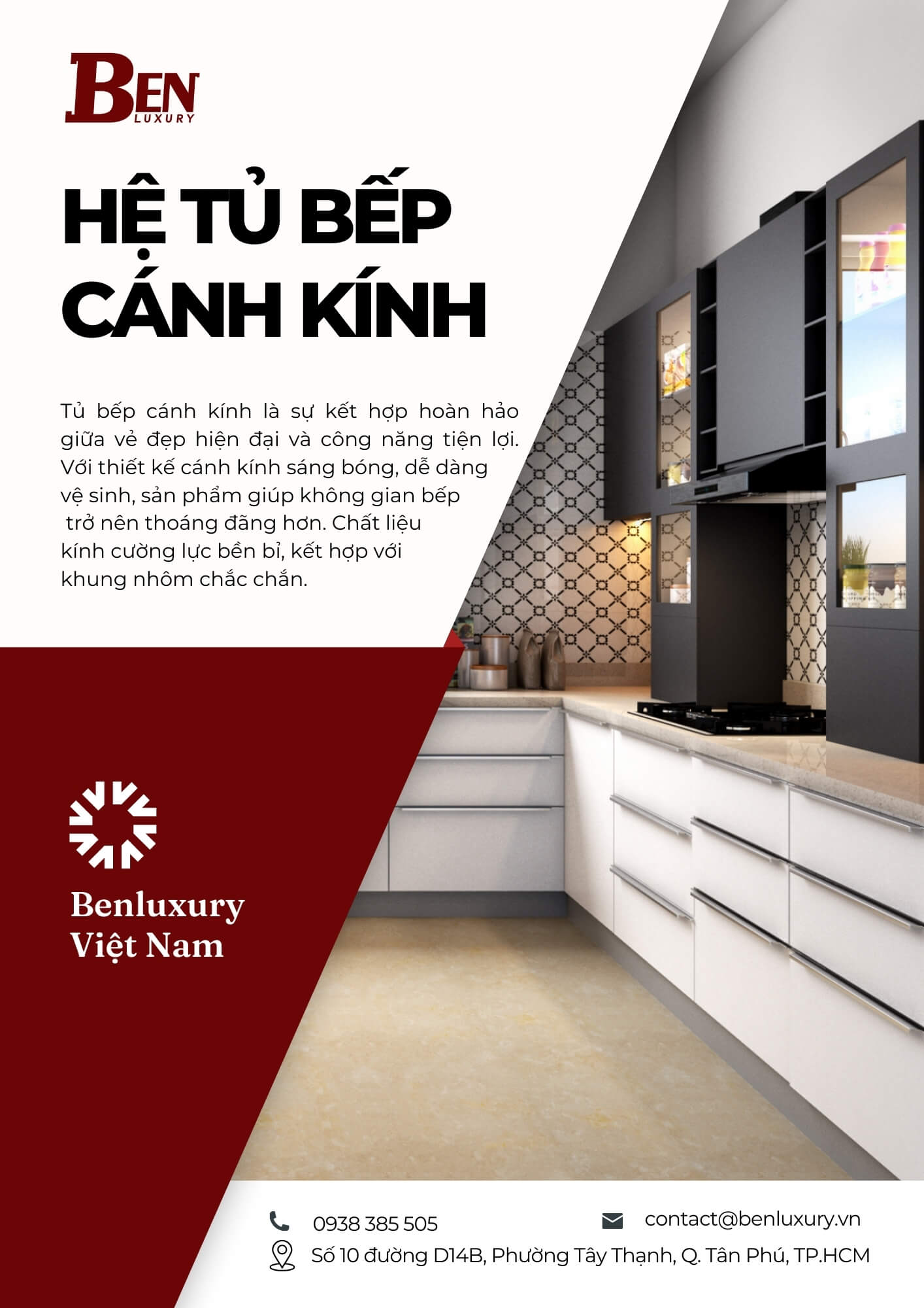 Hệ Tủ Bếp Cánh Kính Benluxury