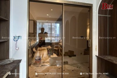 Dự Án Cửa Lùa Nhôm Slim Ray Trên Không Ray Dưới Tại Căn Hộ Tân Phú - Benluxury