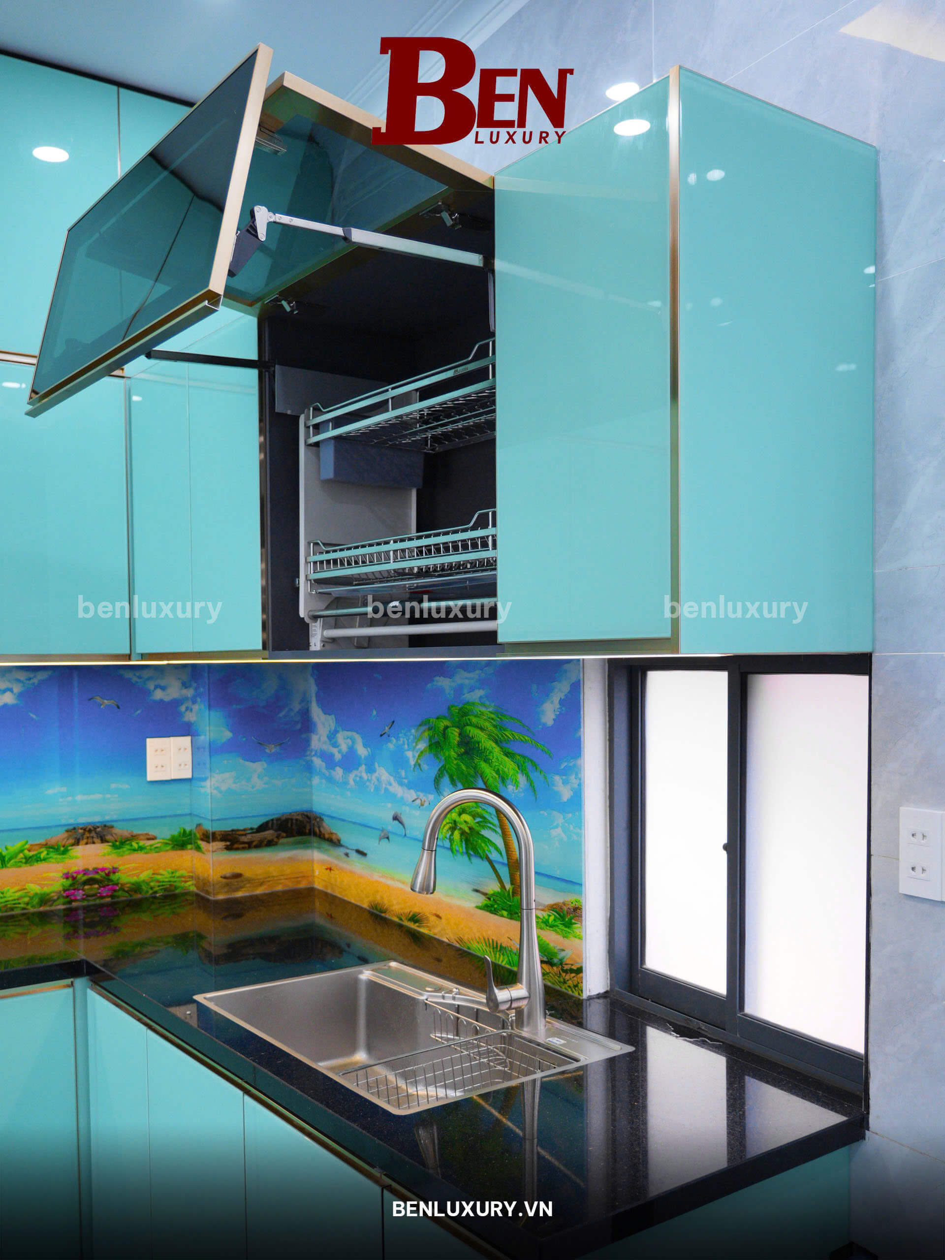 tu bep canh kinh tay nam am ma vang du an ket hop inox 304 hop kim nhom cao cap 6