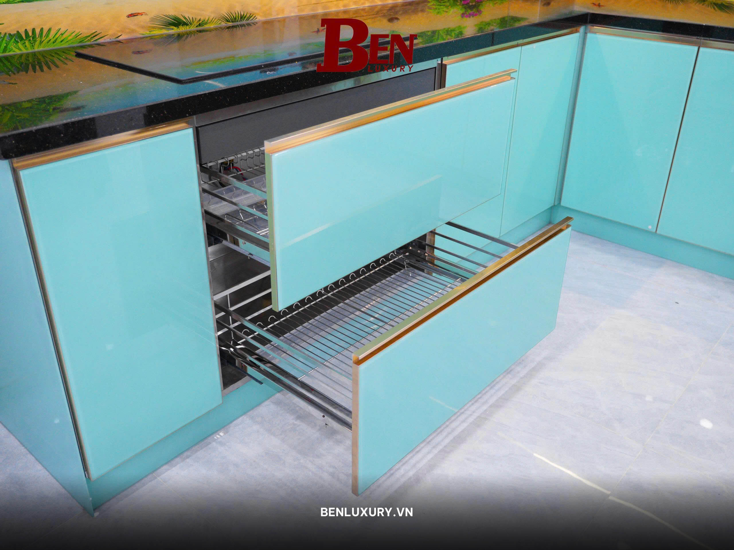 tu bep canh kinh tay nam am ma vang du an ket hop inox 304 hop kim nhom cao cap 8