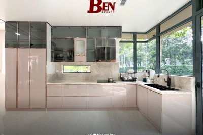 Gợi Ý Mẫu Thiết Kế Tủ Bếp Nhôm Hợp Kim Nguyên Tấm Siêu Sang Tại Tân Phú - HCM