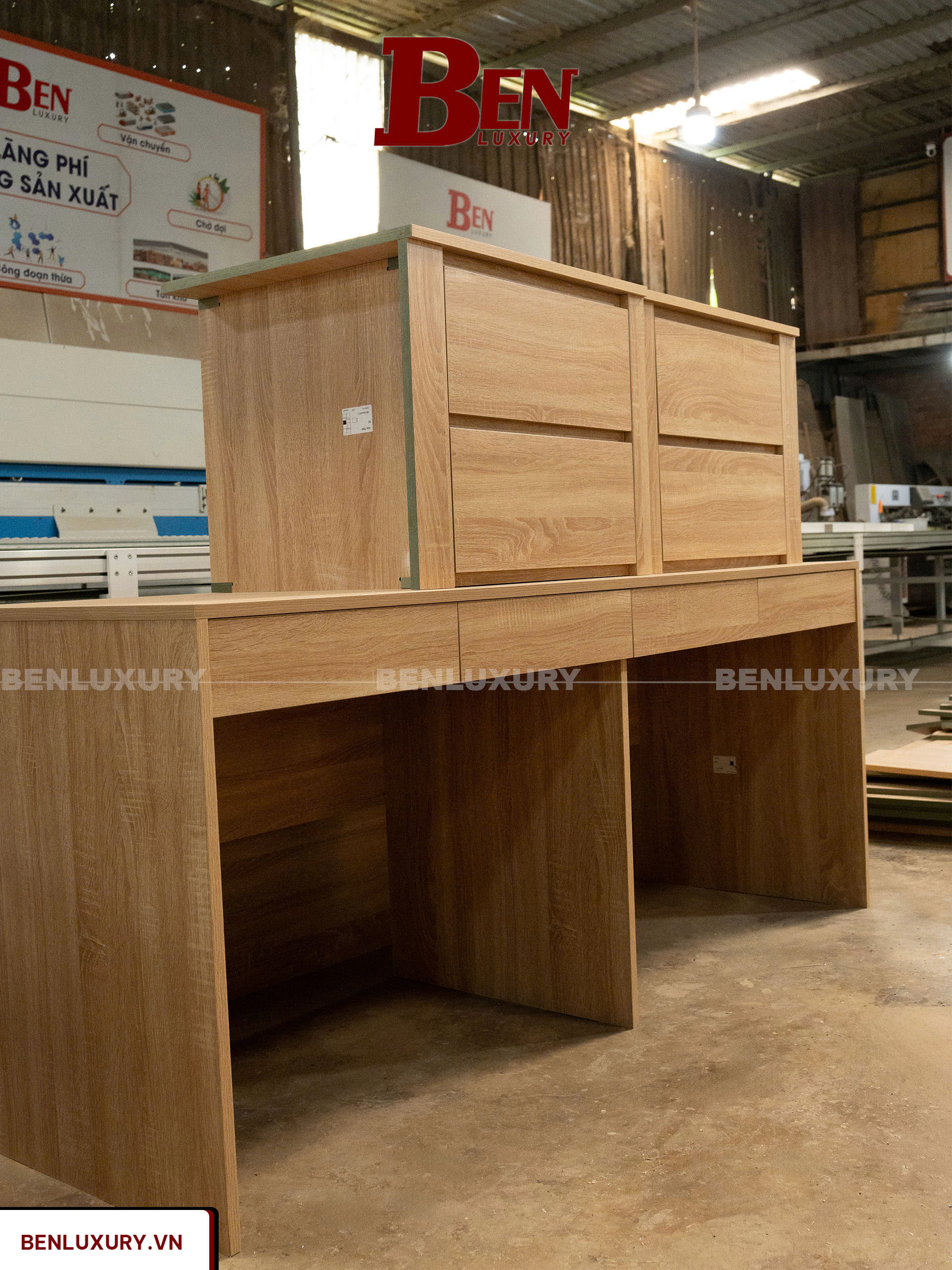 hoan thien ban go mdf loi xanh chong am phu melamine tai xuong 11