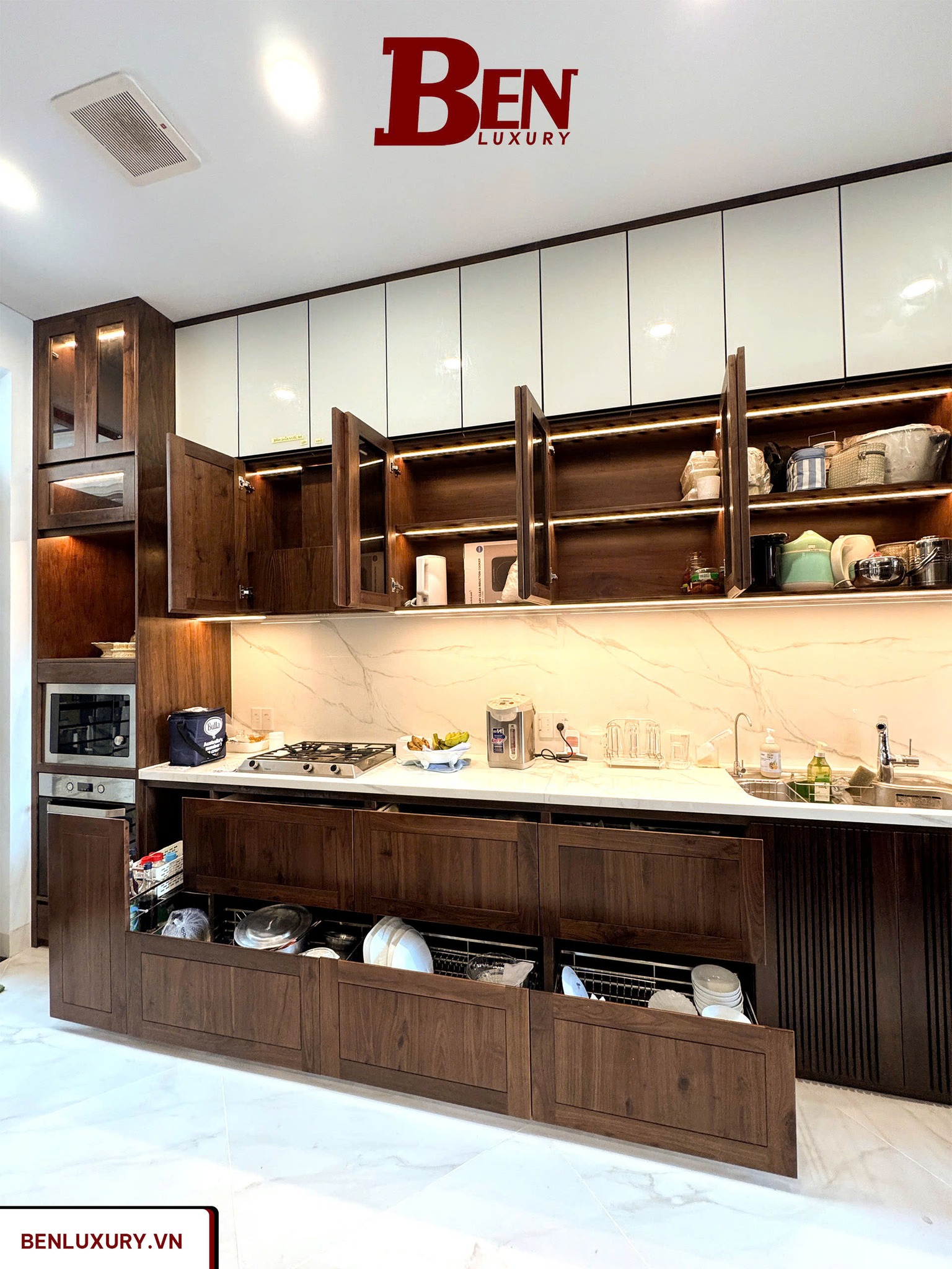 hoan thien bo tu bep go oc cho canh kinh cao cap benluxury