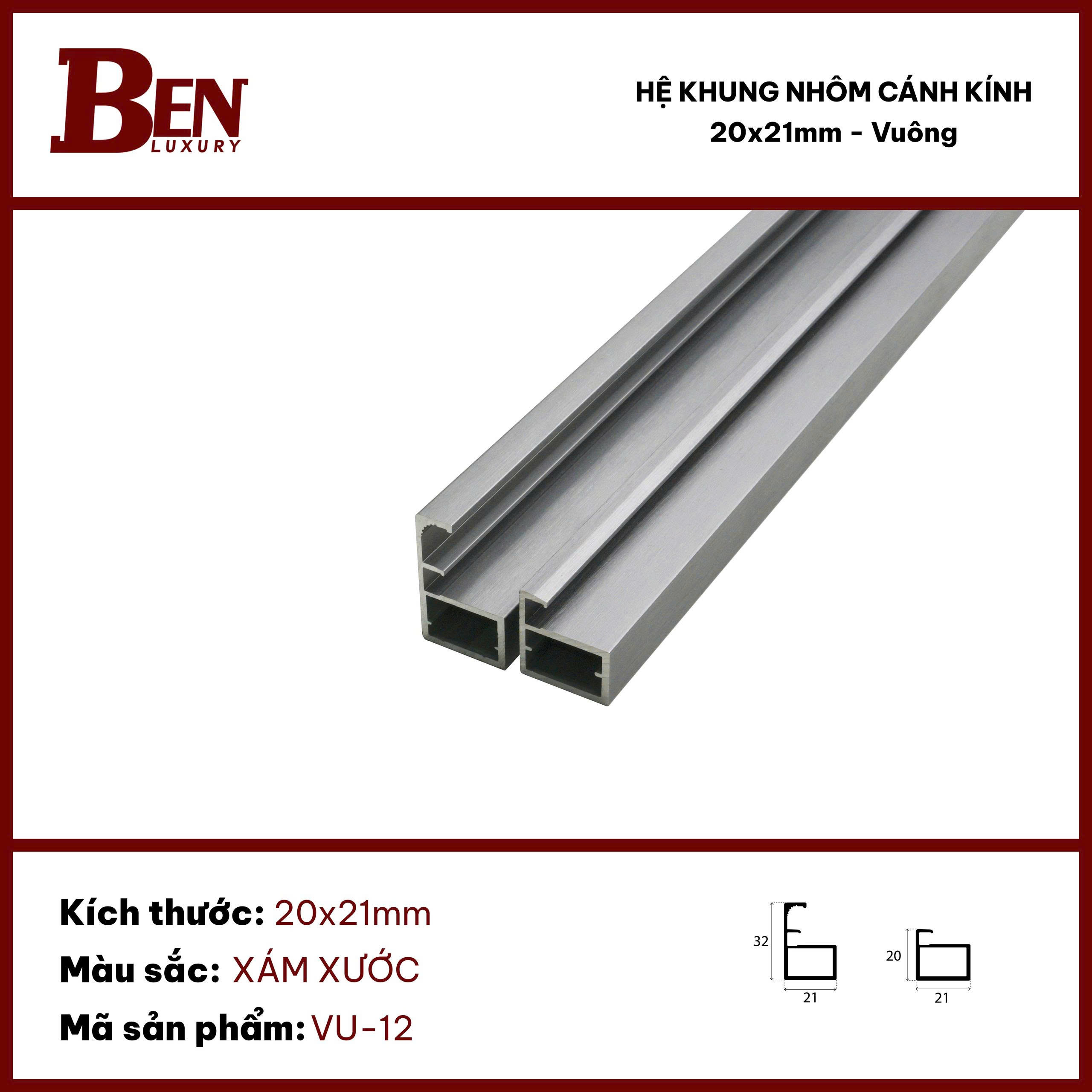 thanh nhom 20x21 tay nam vuong lien khung suot canh 2
