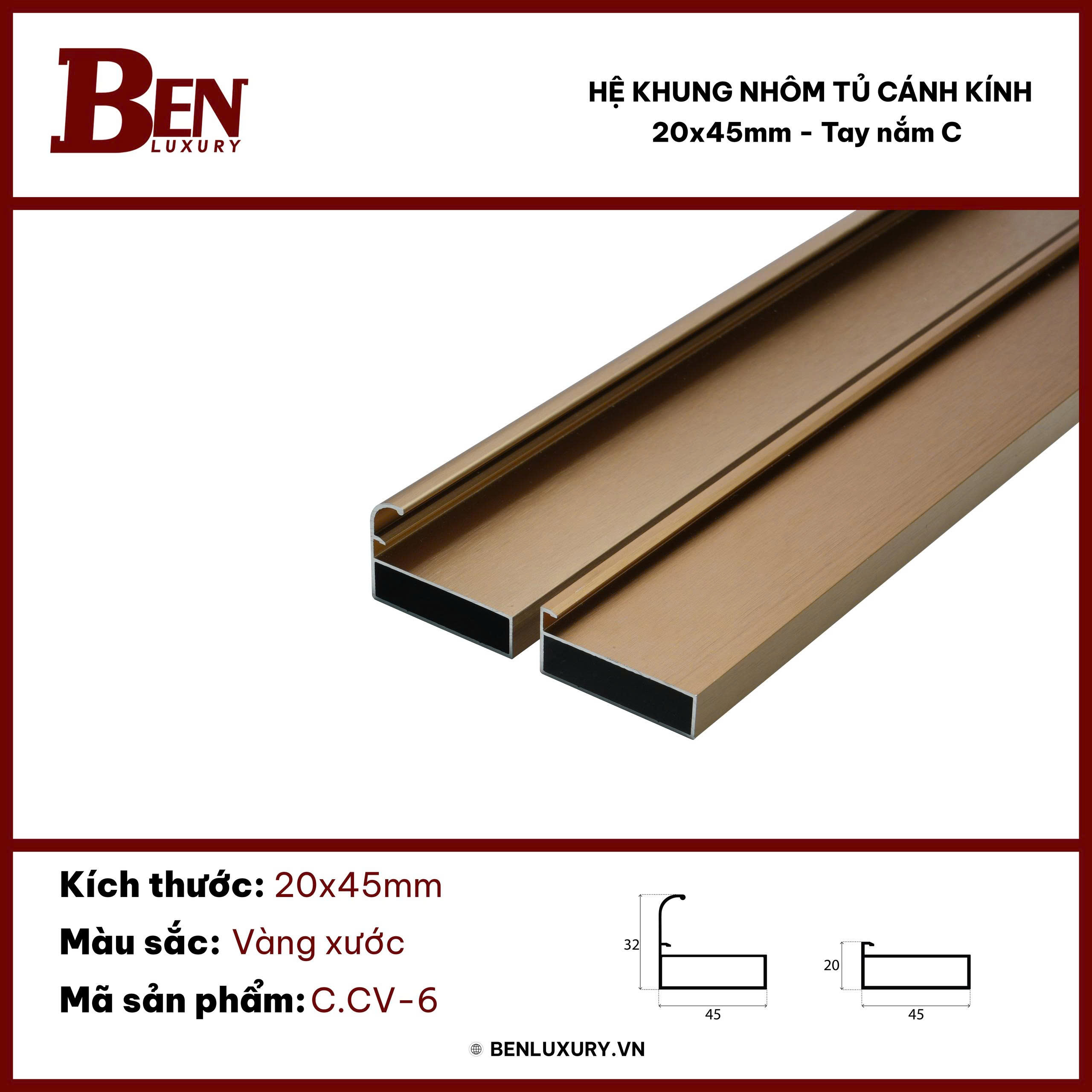 thanh nhom 20x45 tay nam c 5