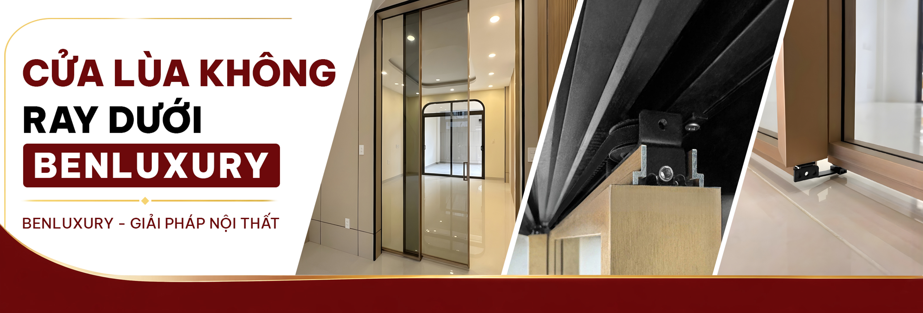 Cửa Lùa Nhôm Slim Ray Trên Không Ray Dưới