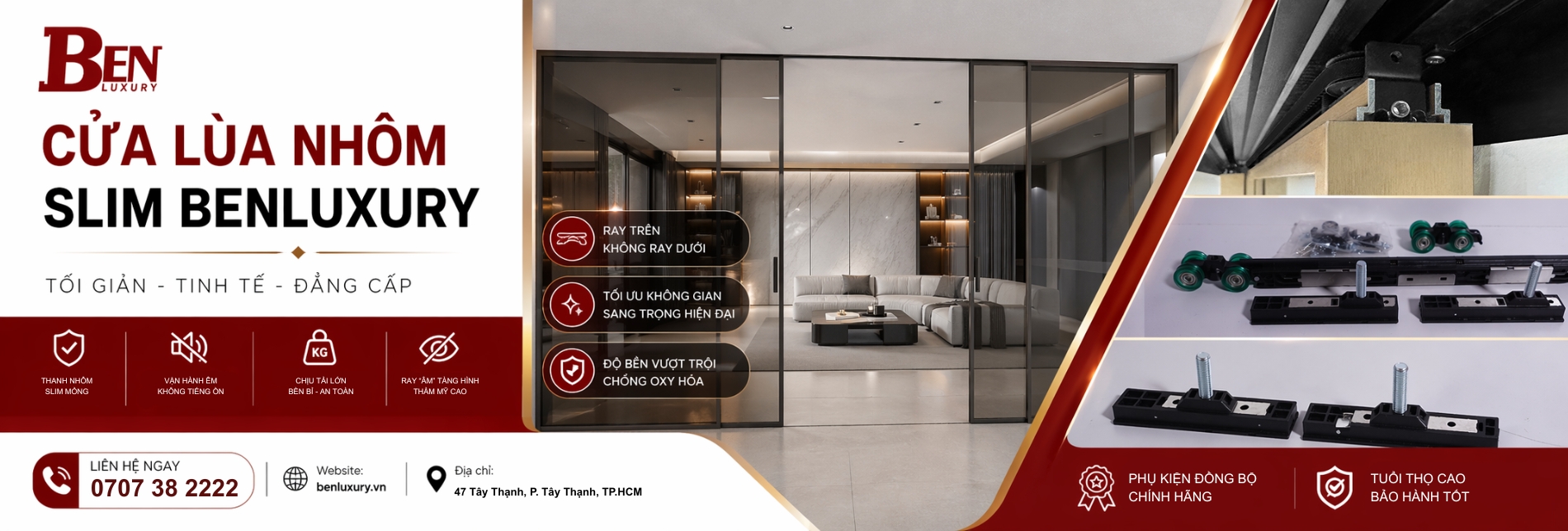 CỬA LÙA NHÔM SLIM BENLUXURY