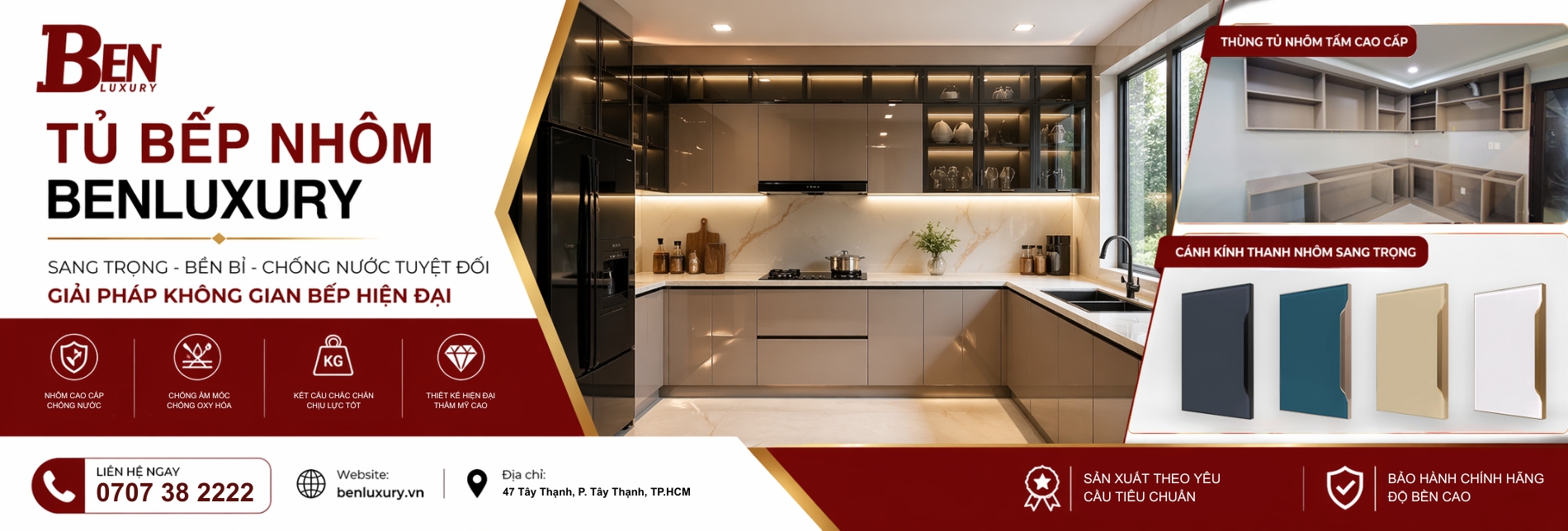 TỦ BẾP NHÔM BENLUXURY