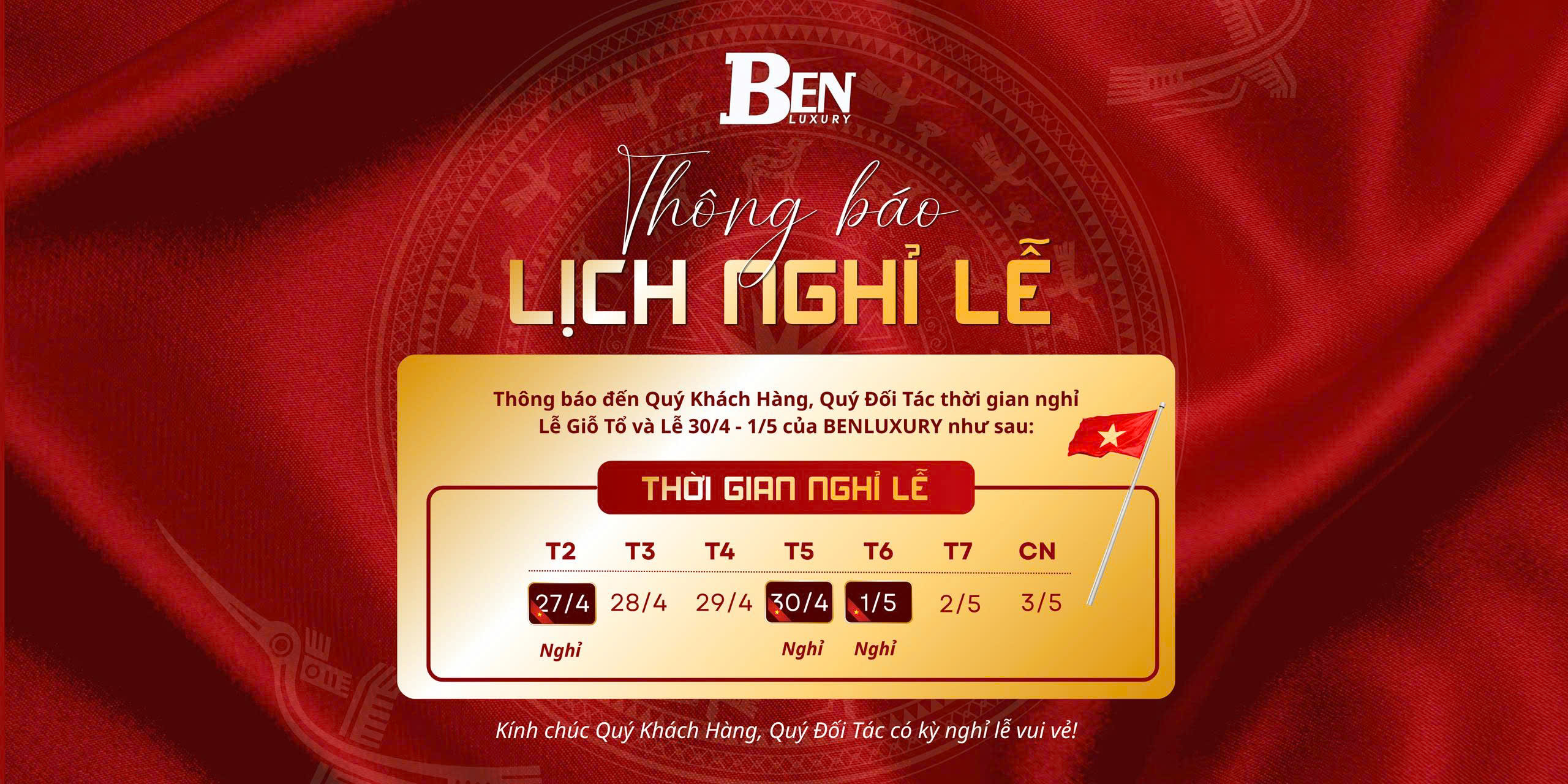 Thông Báo Lịch Nghỉ Lễ Giỗ Tổ Hùng Vương Và 30/4 - 1/5 Năm 2026