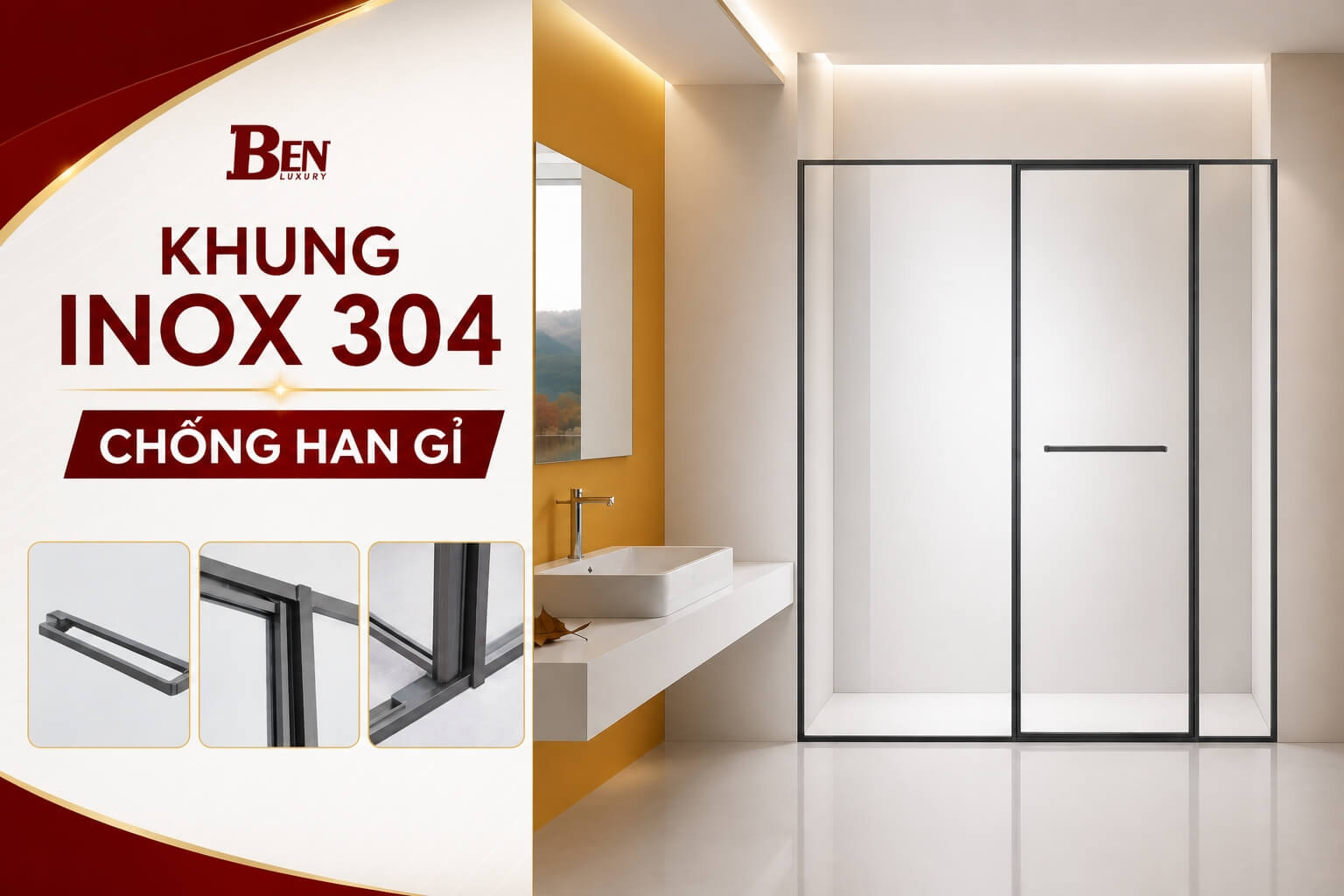 cabin phong tam inox 304 cabin khung inox 304 nha tam benluxury 6