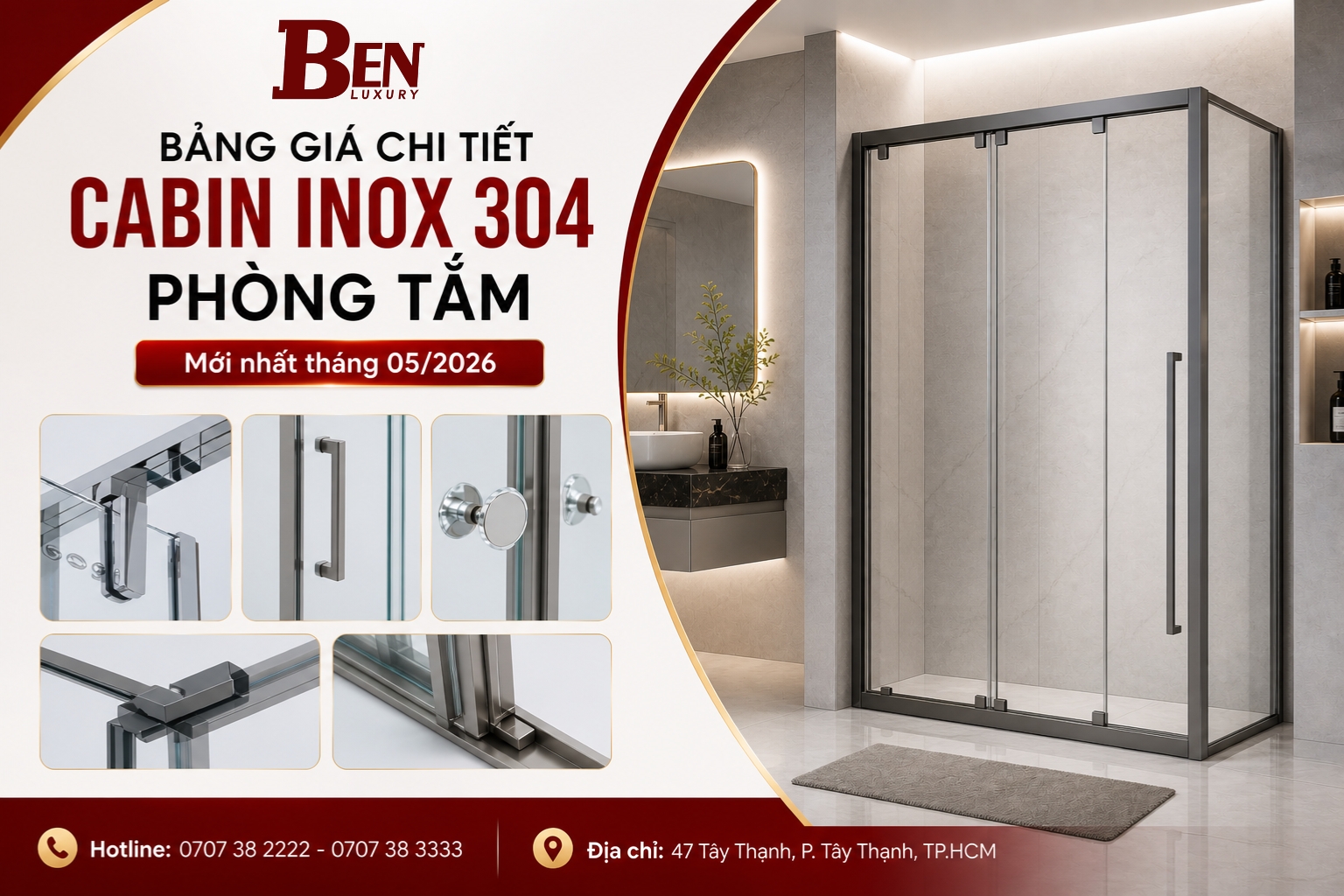Cabin Inox 304 Phòng Tắm Cao Cấp – Cập Nhật Bảng Giá Mới Nhất 2026 | Benluxury