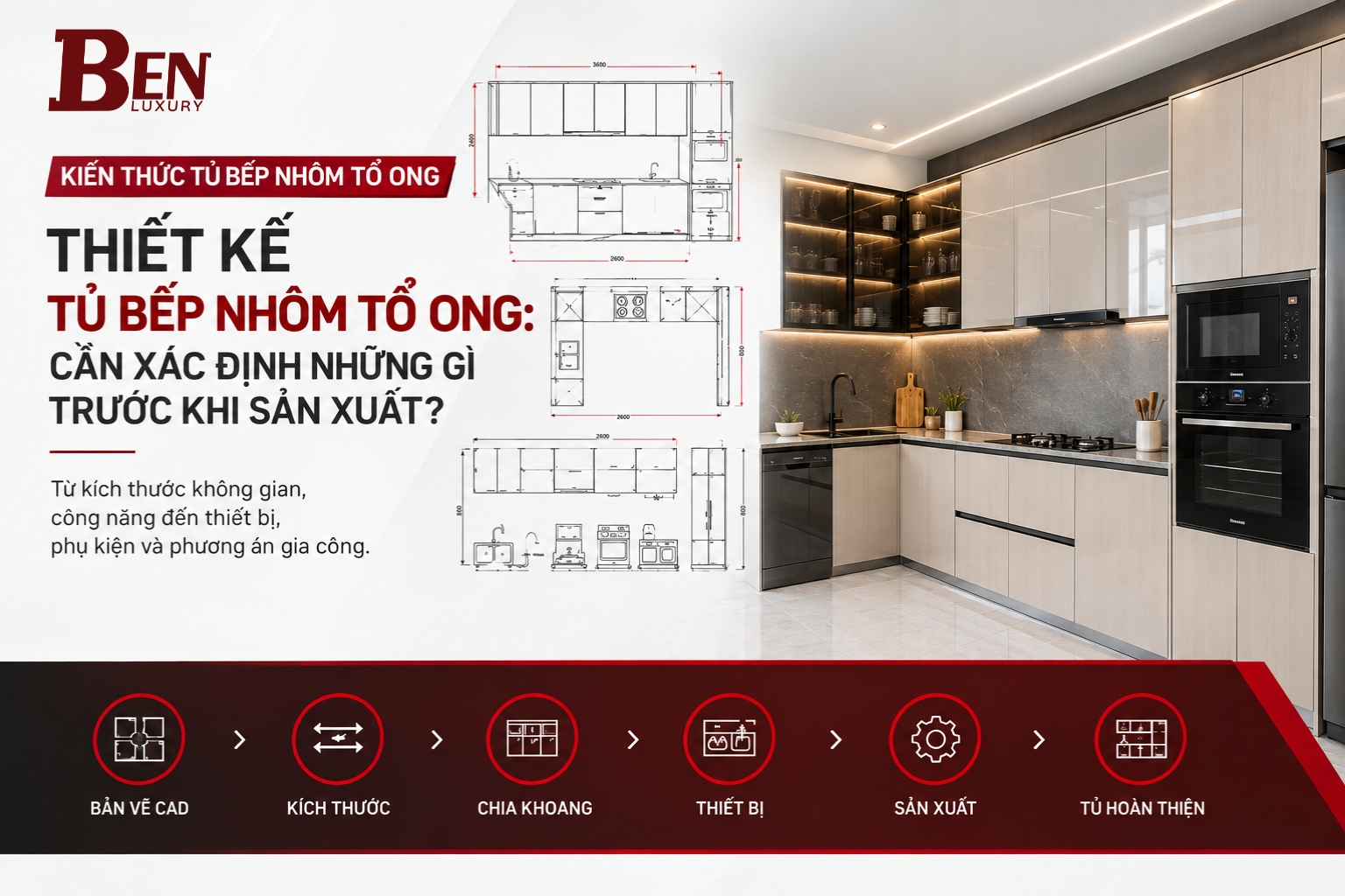Cách Thiết Kế Tủ Bếp Nhôm Tổ Ong Đẹp, Tiện Dụng Và Đúng Công Năng 
